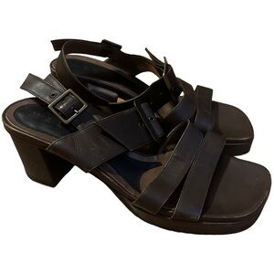 Marni Brown Leather Square Toe Chunky Heel Size 39